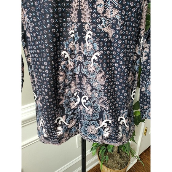 D & N Mens Black Floral Polyester Collared Long Sleeve Buttons Down Shirt Size L - Picture 3 of 12